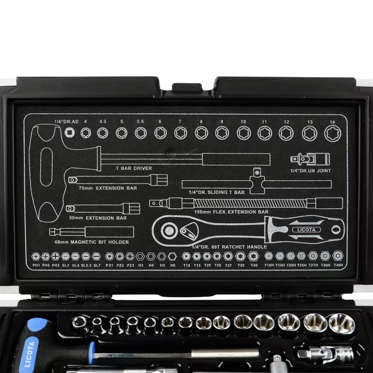 Licota ALK-0002 Набор торцевых головок 1/4" 50пр super lock