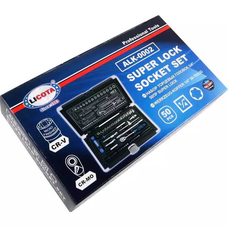 Licota ALK-0002 Набор торцевых головок 1/4" 50пр super lock
