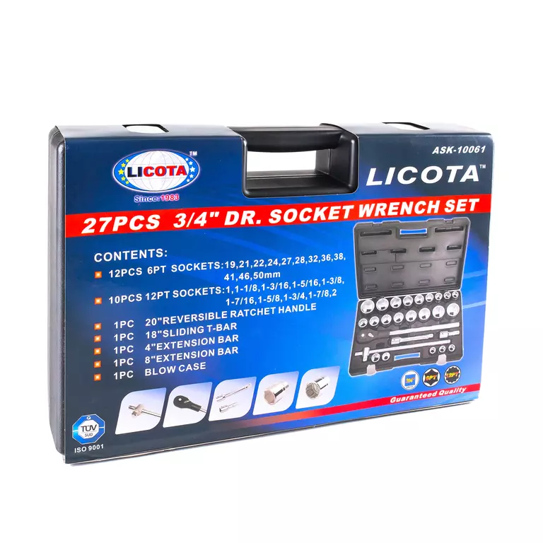 Licota ASK-10061 Набор торцевых головок 3/4" дюйм. и метр. 26пр. 3/4"-2", 19-50 мм