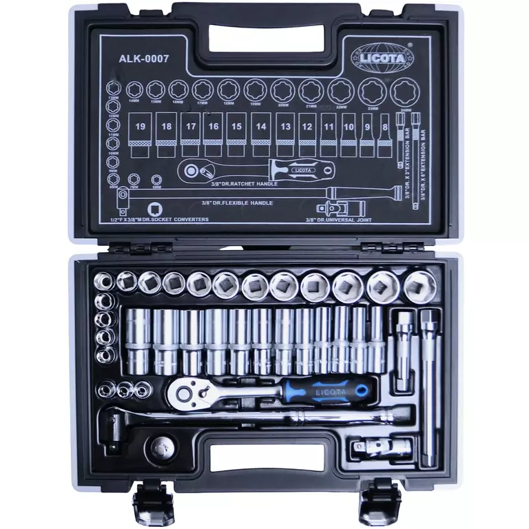 Licota ALK-0007 Набор торцевых головок 3/8" 6гр. 37пр. 6-24 мм super lock
