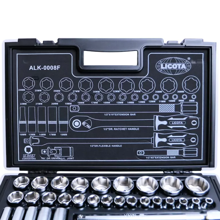 Licota ALK-0008F Набор торцевых головок 1/2" 6 гр. 35 пр. 8-36 мм