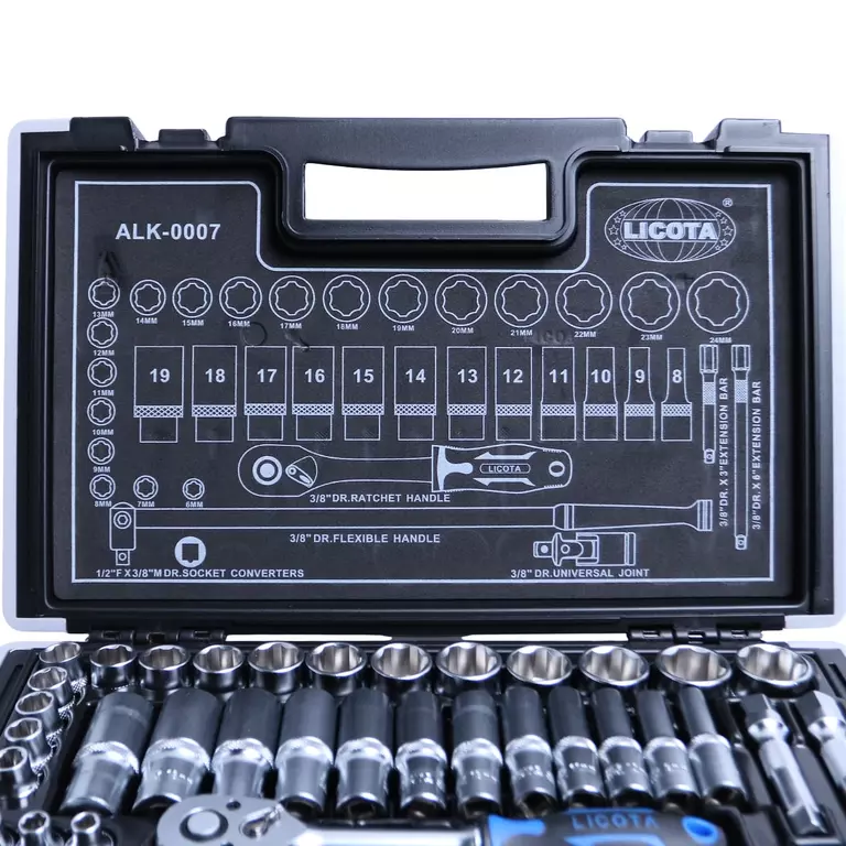 Licota ALK-0007 Набор торцевых головок 3/8" 6гр. 37пр. 6-24 мм super lock