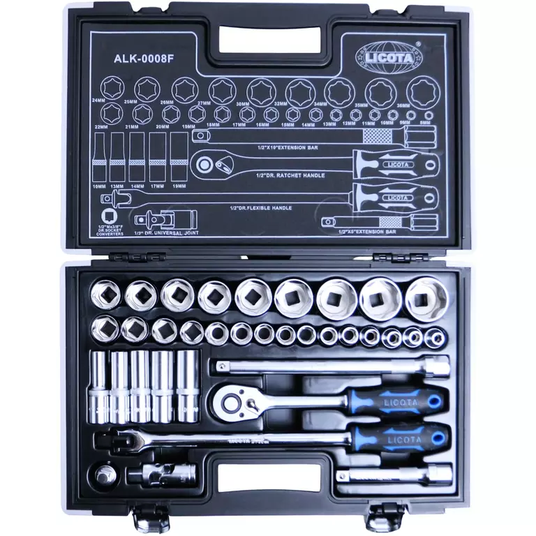 Licota ALK-0008F Набор торцевых головок 1/2" 6 гр. 35 пр. 8-36 мм