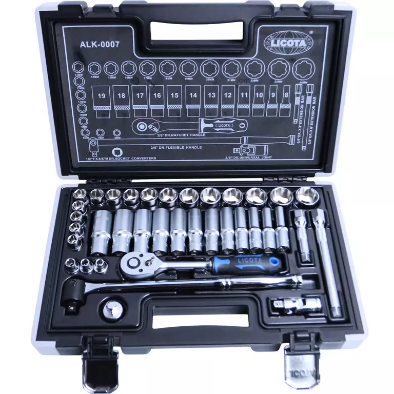 Licota ALK-0007 Набор торцевых головок 3/8" 6гр. 37пр. 6-24 мм super lock