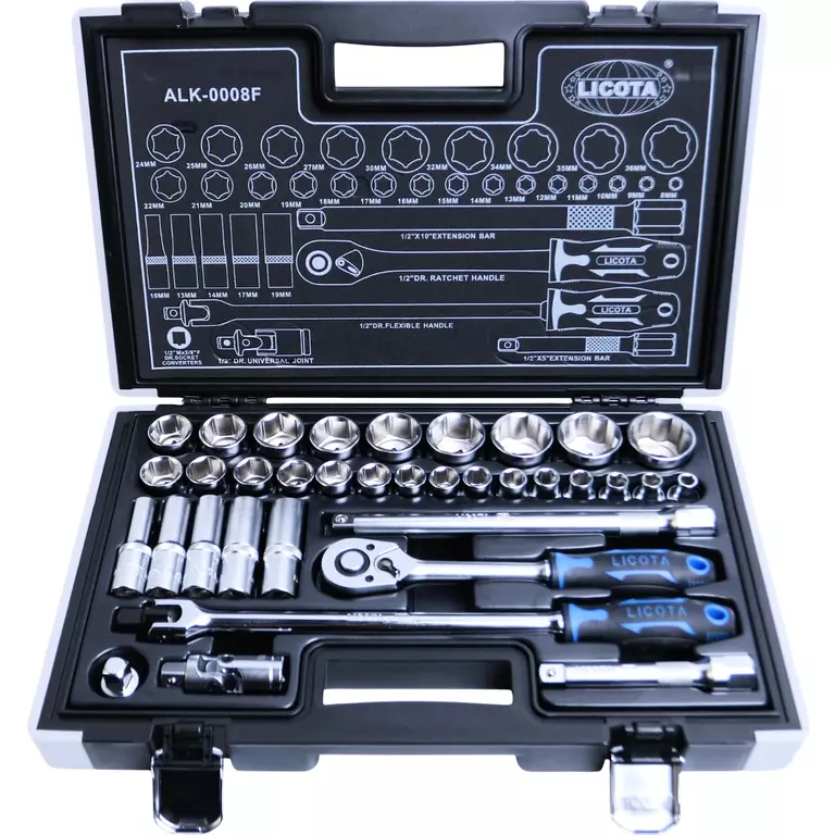 Licota ALK-0008F Набор торцевых головок 1/2" 6 гр. 35 пр. 8-36 мм