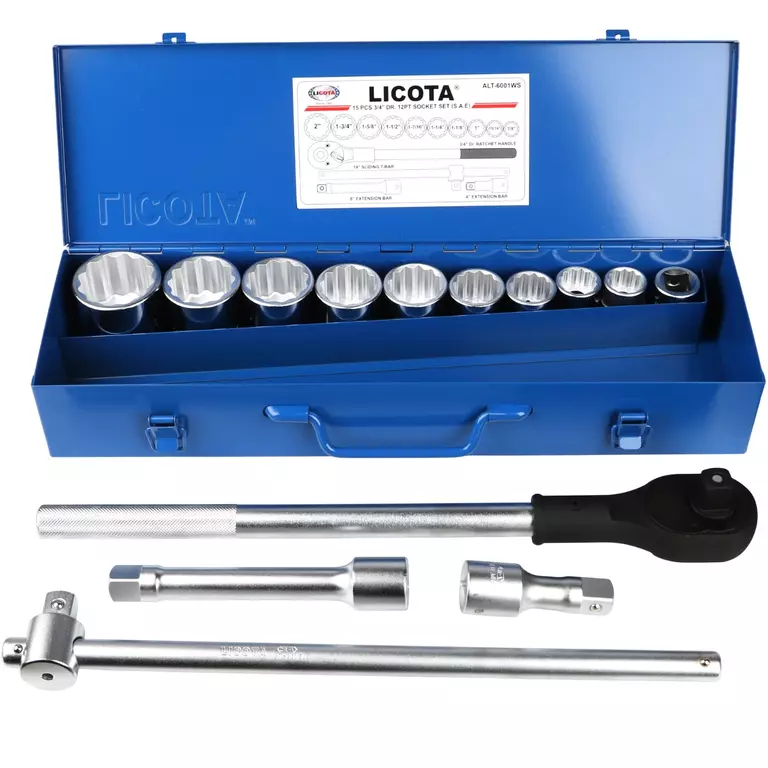 Licota ALT-6001WS Набор торцевых головок 3/4", 12гр., 7/8"-2", 15пр.
