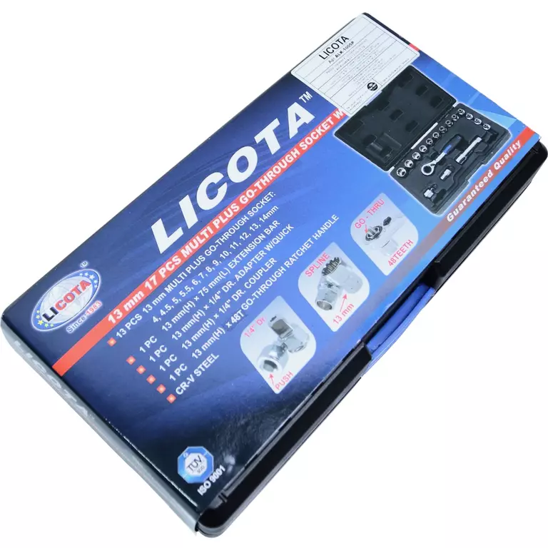 Licota ALK-1005P Набор торцевых головок проходных с аксессуарами 13 мм 17 пр.