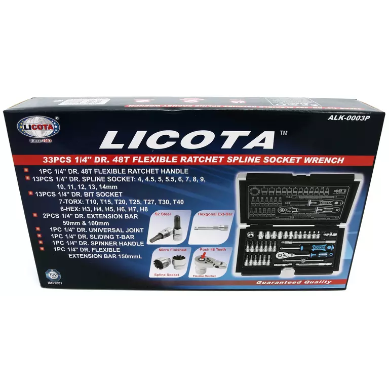 Licota ALK-0003P Набор торцевых головок 1/4" 33пр spline