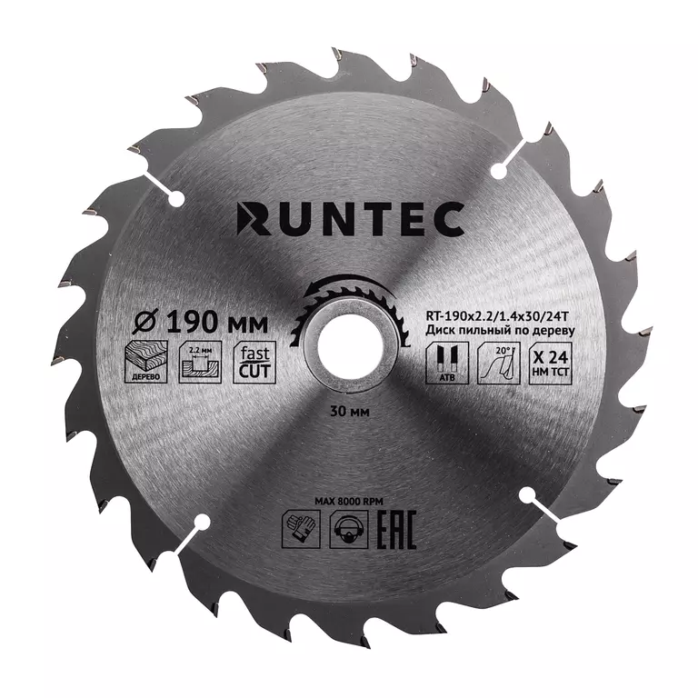 Диск пильный по дереву RUNTEC (190х30 мм 24T)
