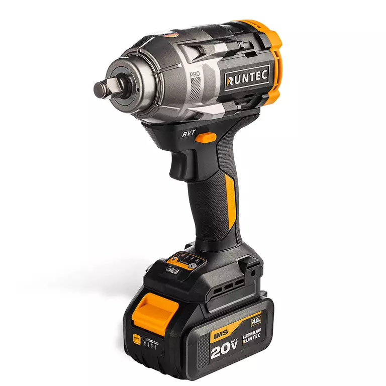 Гайковерт ударный аккумуляторный RUNTEC PRO 1/2", 20В, 2*4Ач, 1100Нм