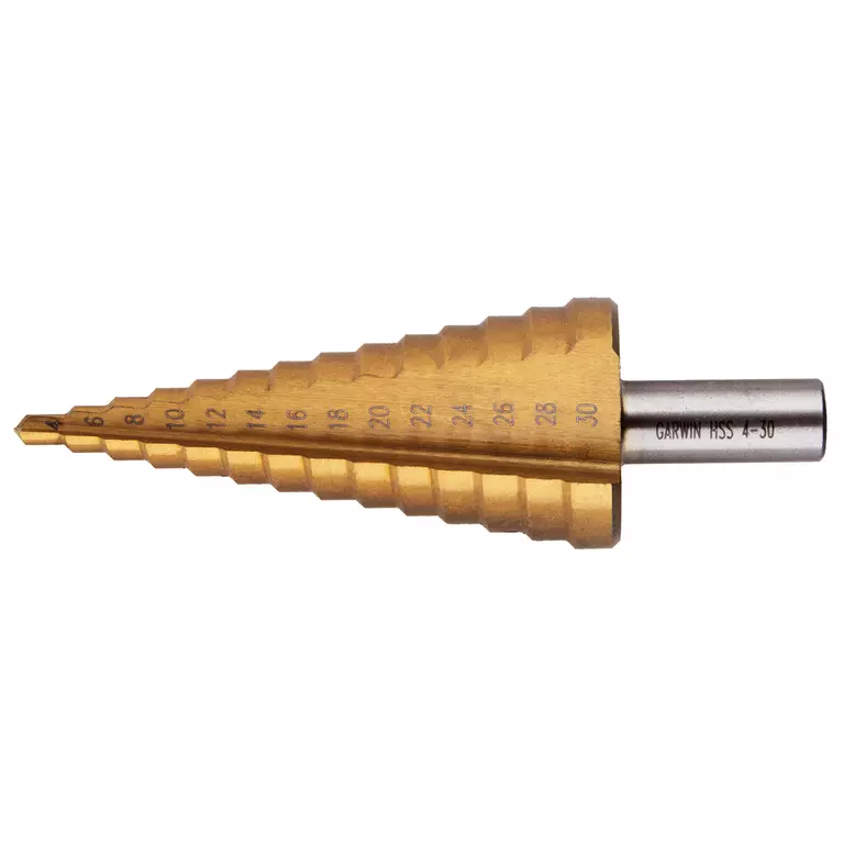 GARWIN 102550-4-30-14 Сверло ступенчатое 4,0-30,0 мм, 14 ступеней, HSS, TiN GARWIN 102550-4-30-14 Сверло ступенчатое 4,0-30,0 мм, 14 ступеней, HSS, TiN