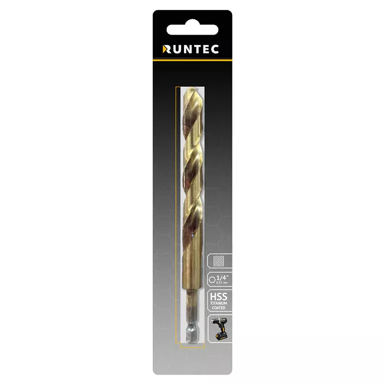 Сверло по металлу Runtec HSS-TiN 9 x 125мм HEX 1/4"