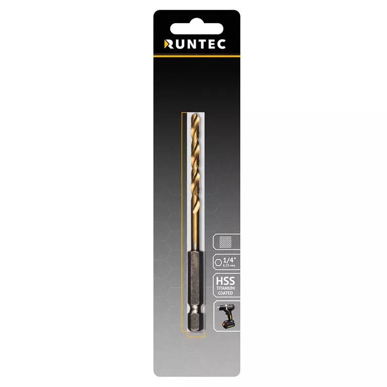 Сверло по металлу Runtec HSS-TiN 4 x 94мм HEX 1/4"