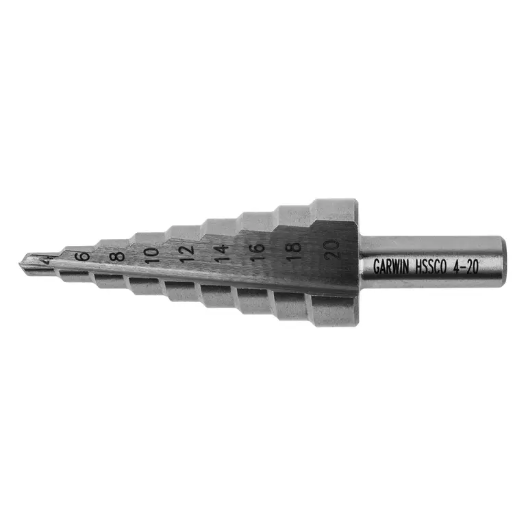 GARWIN 102560-4-20-9 Сверло ступенчатое 4,0-20,0 мм, 9 ступеней, HSS-Co5 GARWIN 102560-4-20-9 Сверло ступенчатое 4,0-20,0 мм, 9 ступеней, HSS-Co5