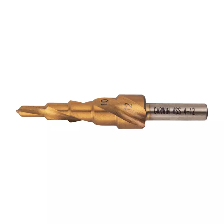 GARWIN 102570-4-12-5 Сверло ступенчатое 4,0-12,0 мм, 5 ступеней, HSS, TiN, со спиральной канавкой GARWIN 102570-4-12-5 Сверло ступенчатое 4,0-12,0 мм, 5 ступеней, HSS, TiN, со спиральной канавкой