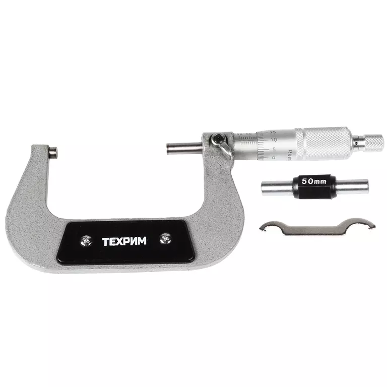 ТЕХРИМ T050007 Микрометр МК-75, 75 мм - 0.01 КЛ.1, ГОСТ 6507-90