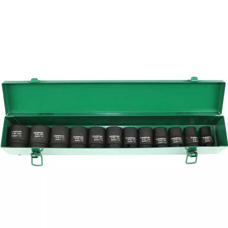 GARWIN PRO 626521-12 Набор ударных головок 38 мм 1/2" 12пр. 10-24 мм в металлическом кейсе